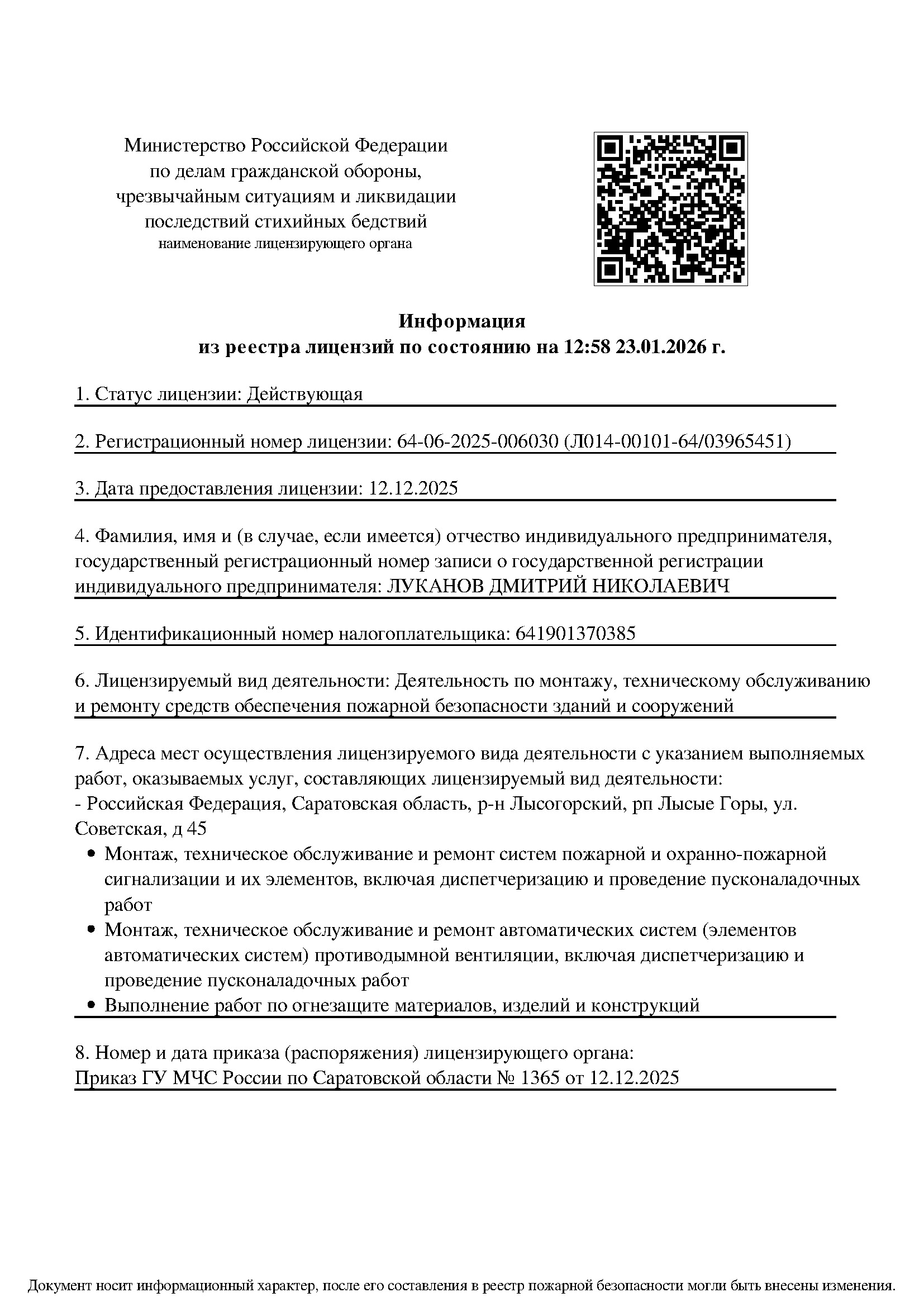 Пример выданной лицензии 1